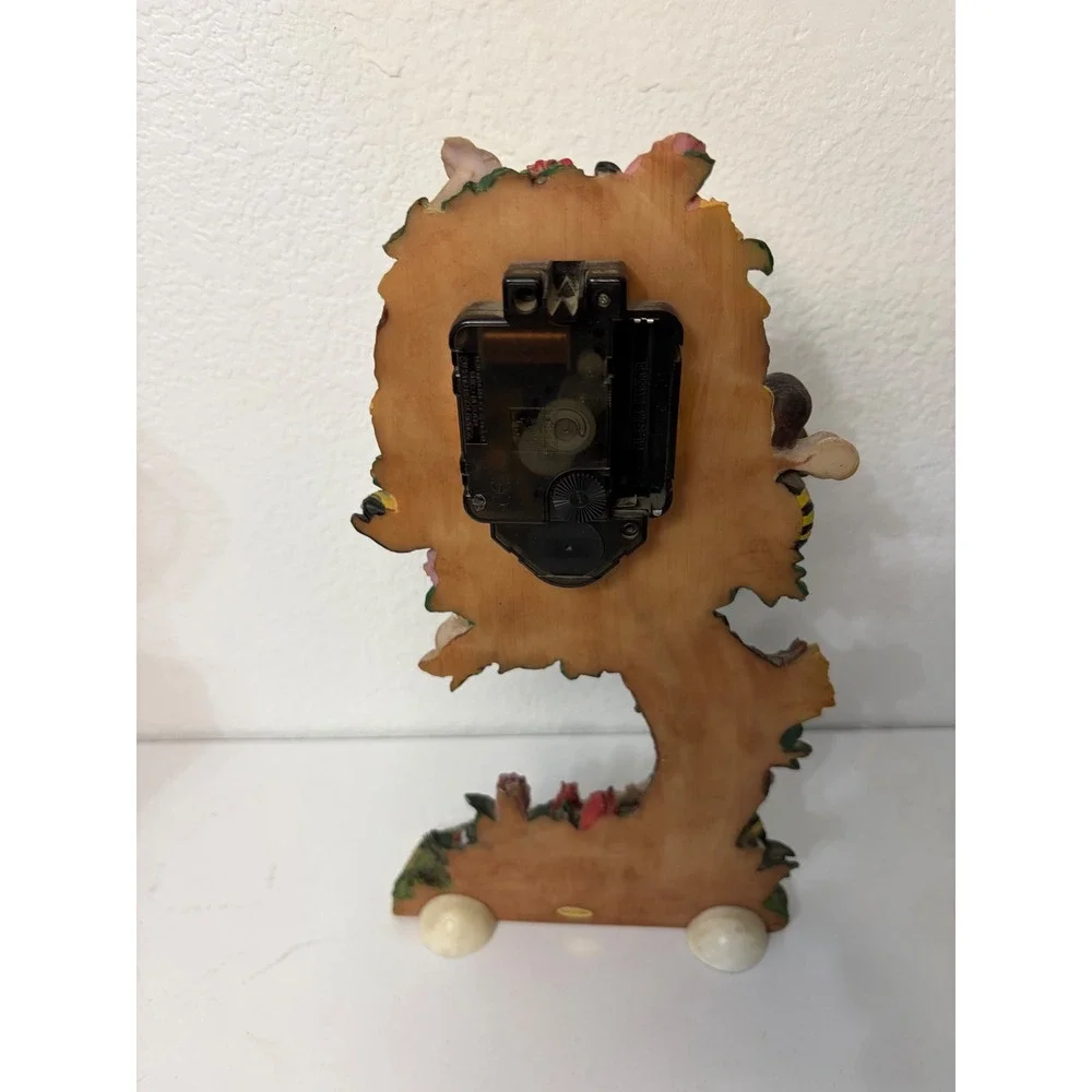 Vintage Bumble Bee Floral Resin Table Clock Woodland Garden Cottagecore Decor